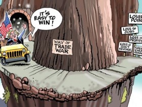 【蜗牛扑克】美媒用漫画讽刺特朗普贸易战之路：死路一条