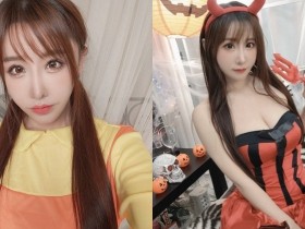 【蜗牛棋牌】星野優萬聖節cos「木頭人娃娃」,甜美雙馬尾萌度爆表,偷藏34G兇猛尺寸!