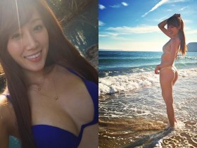 【蜗牛棋牌】火辣女舞者「Kimberly泡泡」小麥肌性感健康超美派,沙灘玩水展現「蜜糖色美尻」的威力