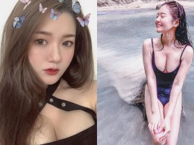 【蜗牛棋牌】美乳櫃姐「Judy邱比特」海邊放鬆,濕身燦笑秀出「人字奶」,看了好想去捧場!