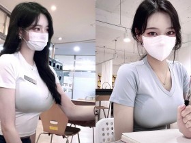【蜗牛棋牌】白皙正妹用餐時「乳量爆表」,「火辣的曲線」讓人好想認識!