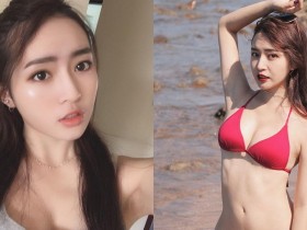 【蜗牛棋牌】童顏妹妹系女孩「婕」今年20歲!海邊桃紅色比基尼「襯托雪乳」浪漫又可愛!