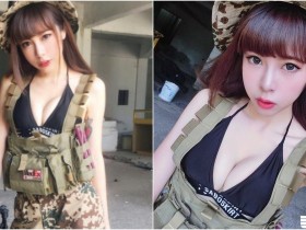 【蜗牛棋牌】甜美小隻馬「爆乳軍裝」太凶悍!喜歡玩槍的她其實本職是「性感小護士」!