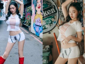 【蜗牛棋牌】火辣女神「苡昕Yuri」現身西門町美國街,「狹長媚眼」根本台版Jennie!