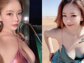 【蜗牛棋牌】性感辣模「洋裝太寬鬆美乳要掉出」,飽滿深溝「乳球太誘人」!