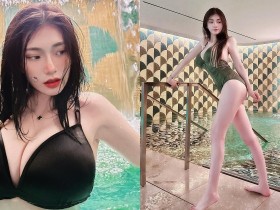 【蜗牛棋牌】最強奶媽「謝薇安」曬巨乳泳裝照,雙峰塞滿畫面網友驚呼:是籃球嗎