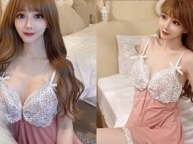 【蜗牛棋牌】性感正妹「凱蒂老師」試穿性感睡衣,「粉紅蕾絲款式」超勾人!