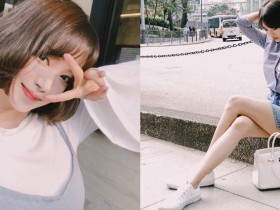 【蜗牛棋牌】俏麗短髮妹「水汪大眼」散發清新氣質,圓領挖空大露「美嫩肌膚」!