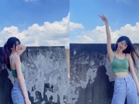 【蜗牛棋牌】戀愛了!正妹女大生「惟蒨」戶外美照好清新,背心襯托飽滿曲線!