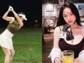 【蜗牛棋牌】打高爾夫爆紅!爆乳甜心「張雪兒」正面曝光也讓人戀愛!曬「深溝、蜜桃尻」送福利