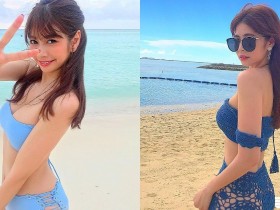 【蜗牛棋牌】真的是空的!甜美鄰家正妹竟穿「簍空泳褲」賣弄性感,反差讓人意外!