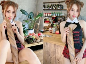 【蜗牛棋牌】性感小廚娘最愛法國棍!「MiMi佳佳兒」俏皮吐舌太誘人,想跟她好好討教廚藝!