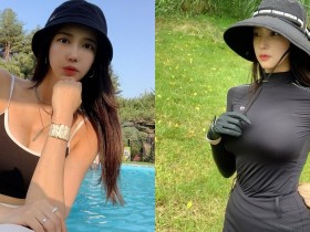 【蜗牛棋牌】太辣了!「美胸高爾夫球正妹」」性感揮桿,惹火胸型也跟著凸出了!