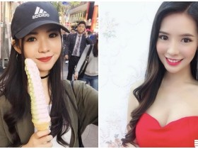 【蜗牛棋牌】美乳正妹吃冰淇淋「畫面超養眼」,穿低胸裝「飽滿視角」更是辣到極點!