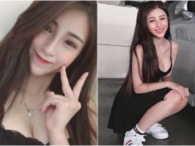 【蜗牛棋牌】大馬甜美虎牙妹「蔡芷芊」 笑容超放電 蹲車邊也藏不住「車頭燈」~