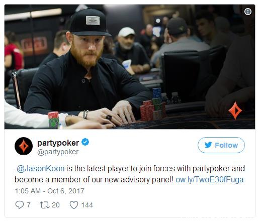 Jason Koon签约Partypoker战队