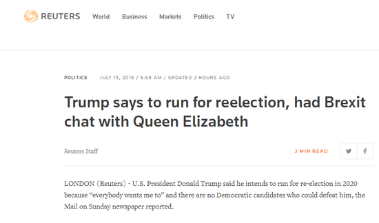 【蜗牛扑克】外媒：特朗普自称竞选连任 因民主党没人能打败他