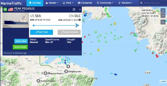 海上“绕圈圈”的美大豆船已开始在大连靠岸卸货