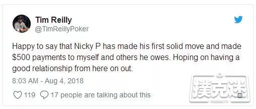 不堪重负？Nicky Palma终于还钱了！