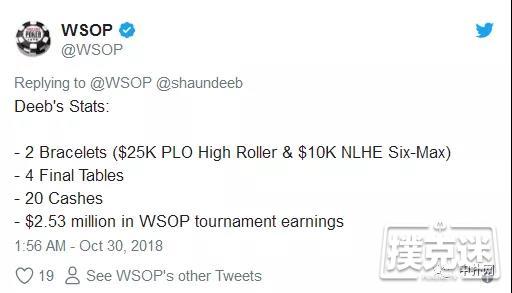 Shaun Deeb正式被授予2018WSOP年度选手称号