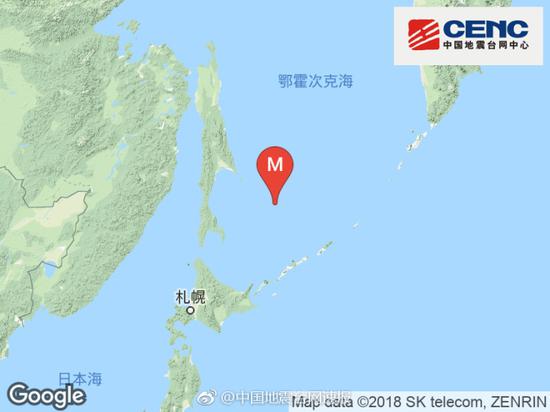 千岛群岛西北发生6.0级地震 震源深度430千米