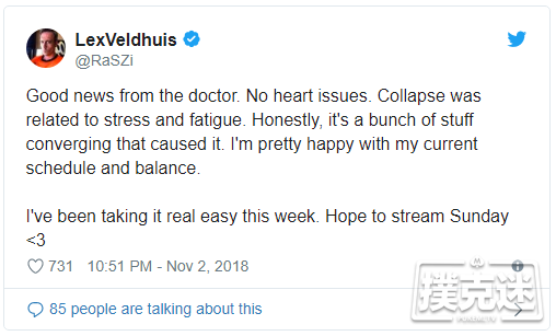 Lex "RaSZi" Veldhuis终于回归Twitch直播