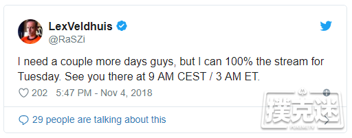 Lex "RaSZi" Veldhuis终于回归Twitch直播