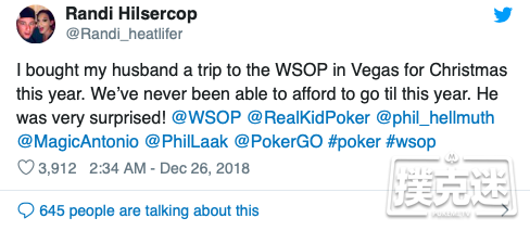 太太圣诞节送丈夫WSOP赛程套餐圆梦顶级扑克体验