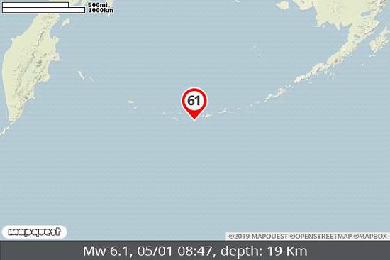 美国阿拉斯加发生6.1级地震 距离活火山54公里