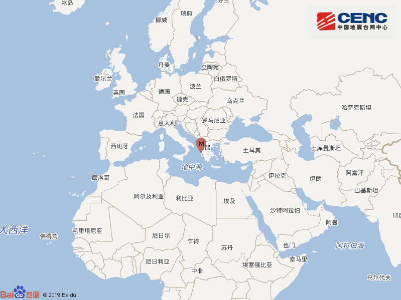 希腊发生5.1级地震 震源深度10千米