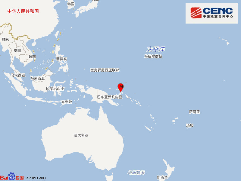 新爱尔兰地区发生6.4级地震 震源深度370千米