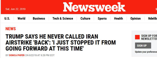 “撤回”打击伊朗命令？特朗普又给媒体“挑错”