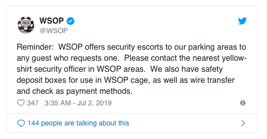 WSOP回应蜗牛棋牌玩家人身安全问题