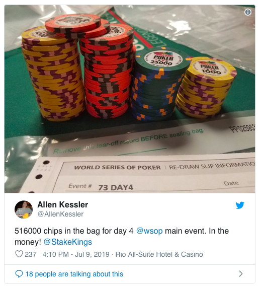 Allen Kessler结束连续15年无缘WSOP主赛钱圈的厄运