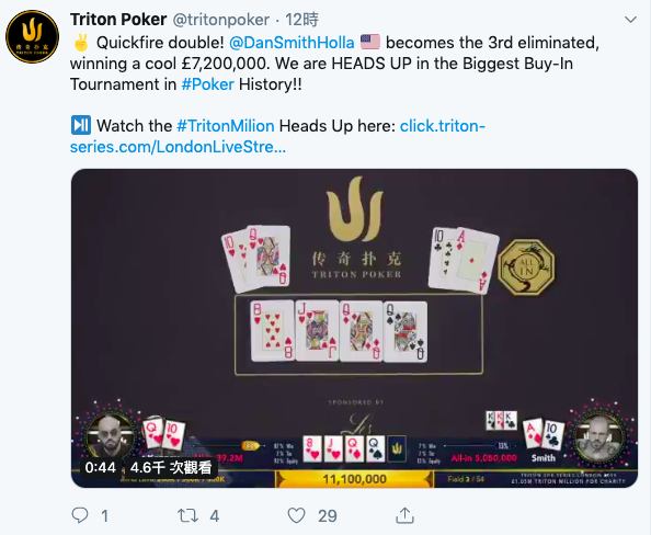 中国牌手臧书奴斩获传奇伦敦百万赛冠军，亚军Bryn Kenney登顶蜗牛棋牌金钱榜