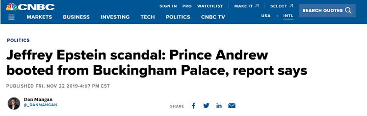 性丑闻缠身 安德鲁王子私人办公室被搬出白金汉宫