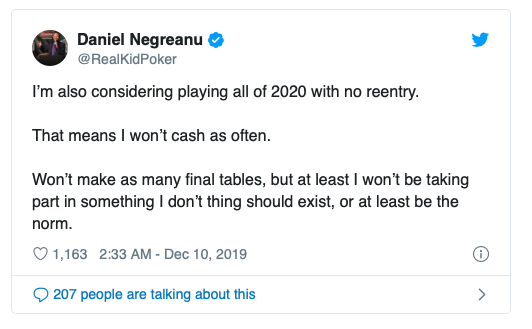 Daniel Negreanu痛斥无限再买入蜗牛棋牌锦标赛的兴起