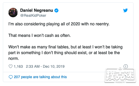 Daniel Negreanu痛斥无限再买入扑克锦标赛的兴起