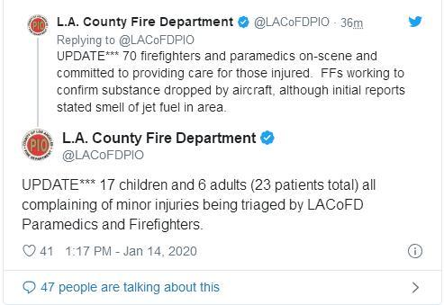 美一客机紧急空中放油致地面26人受伤 含17名儿童
