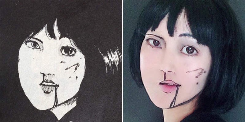 【蜗牛棋牌】网友Cosplay伊藤润二恐怖漫画 彩绘妆拍照神还原经典角色