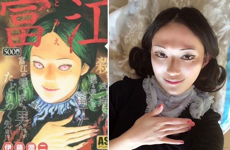 【蜗牛棋牌】网友Cosplay伊藤润二恐怖漫画 彩绘妆拍照神还原经典角色