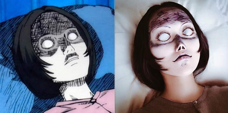 【蜗牛棋牌】网友Cosplay伊藤润二恐怖漫画 彩绘妆拍照神还原经典角色