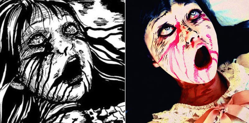 【蜗牛棋牌】网友Cosplay伊藤润二恐怖漫画 彩绘妆拍照神还原经典角色