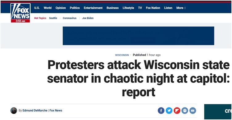 【蜗牛棋牌】美国威斯康星州爆发冲突 在州议会大厦处殴打参议员