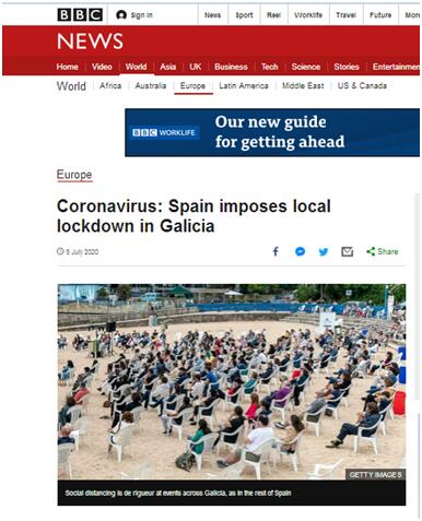 新冠疫情加剧 西班牙加利西亚重新局部封锁：涉7万人