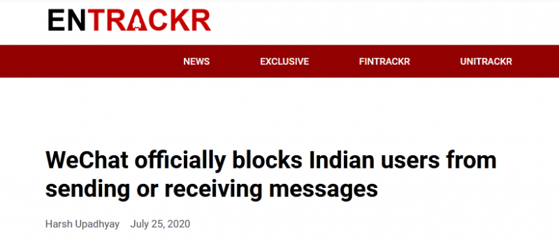 印媒曝微信官方已被迫限制在印度的用户收发消息