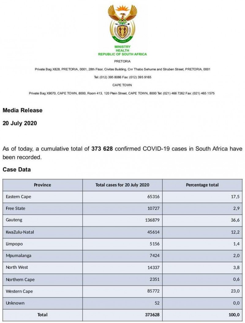 南非新增新冠肺炎确诊病例9300例 累计373628例