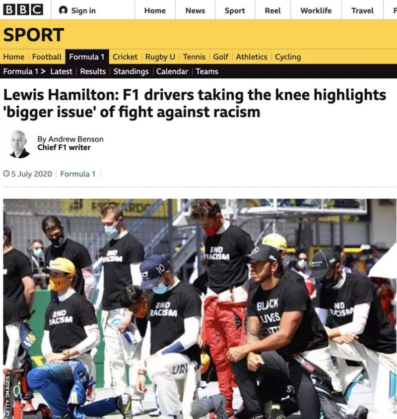 F1首战6名车手没下跪：看不惯黑人车手汉密尔顿言行