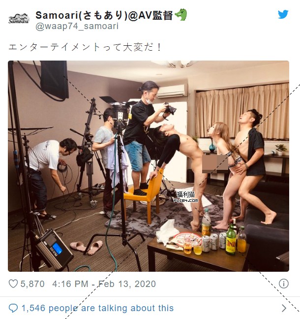 αv导演Samoari(さもあり)一张图曝《VR片摄影现场》男U只能注视着导演发射！