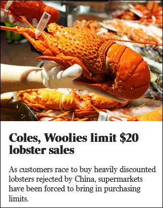 澳大利亚龙虾"出口转内销"后价格跳水 超市无奈限购